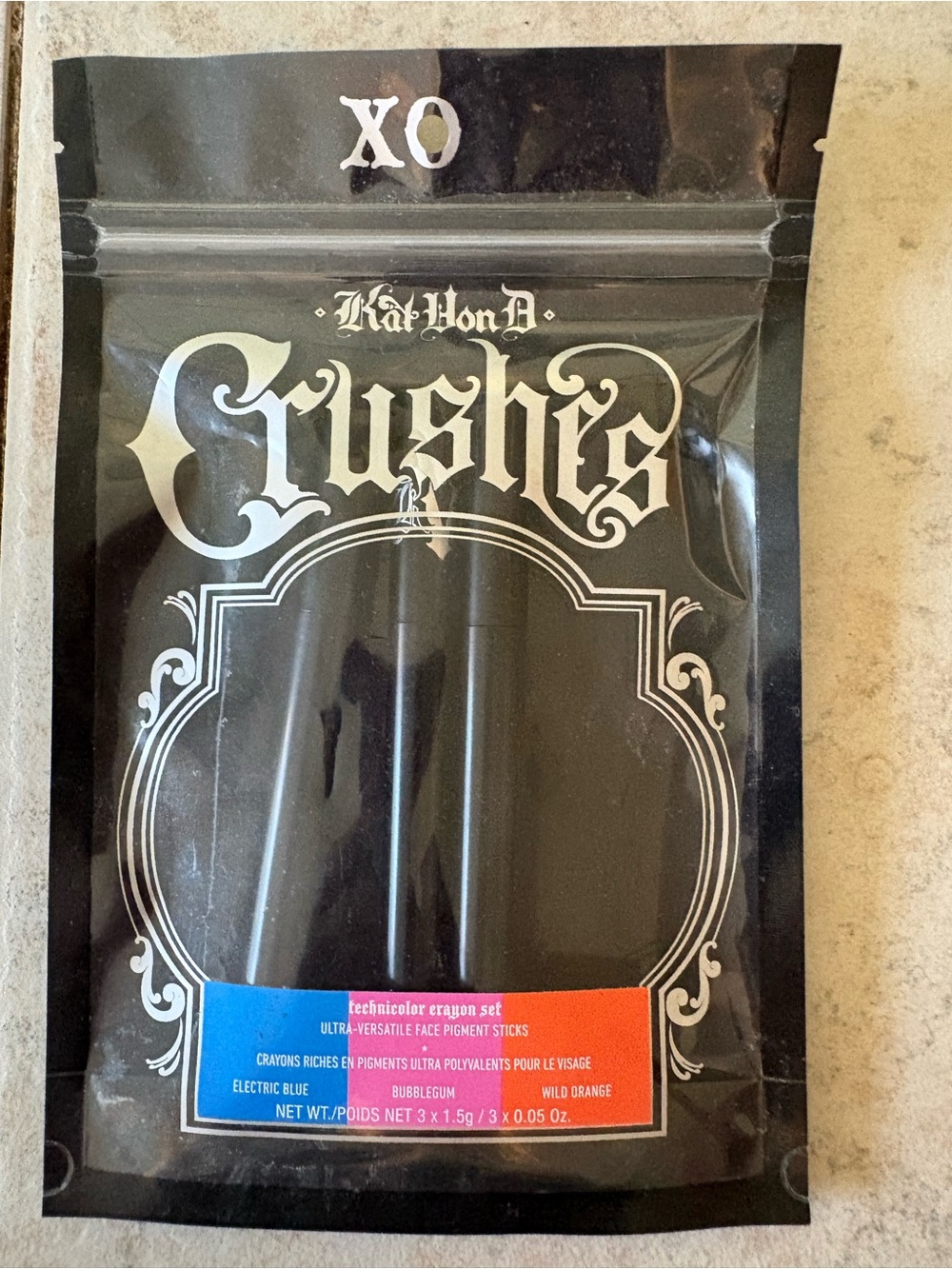 Kat Von D Crushies Face Pigment Sticks - Black with Blue & Orange Accents